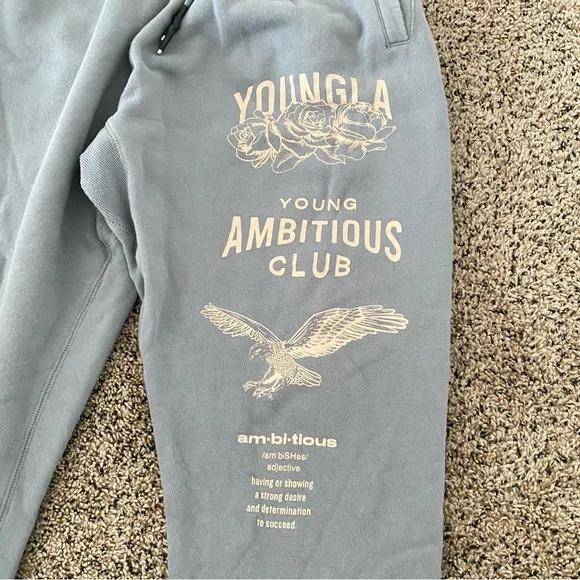 YOUNGLA Young Ambitious Club XXL Light Gray Fleece Joggers - Picture 2 of 5